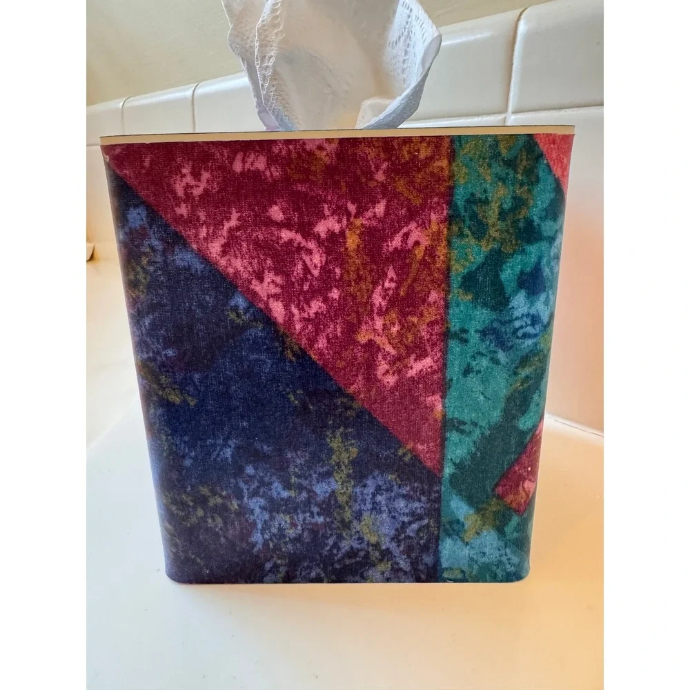 Vintage Andre Richard Jeweled Marble Tissue Box Cover Trinket Dish Set 80s Japan
